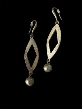 Bronzed hammered metal dangle earrings retro